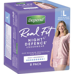 Depend Real Fit Night Defence Incontinence Underwear Women L (8 Pack)