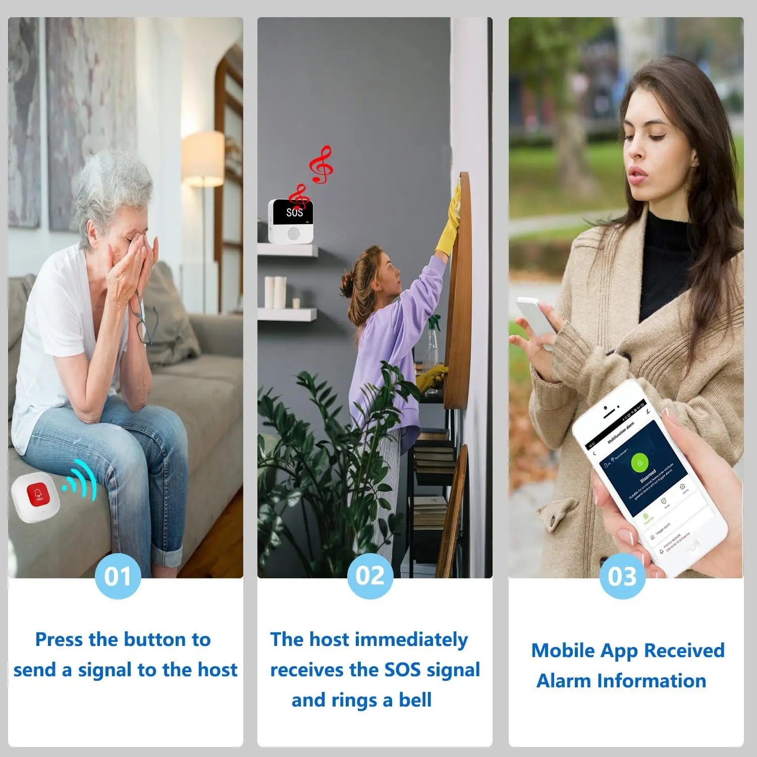 Wireless Wifi Elderly Caregiver Pager SOS Call Button Emergency SOS Medical Alert System for Seniors Patients Elderly at Home