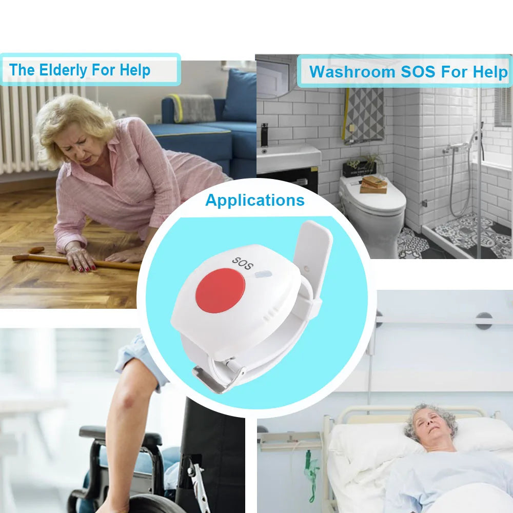 Wireless Wifi Elderly Caregiver Pager SOS Call Button Emergency SOS Medical Alert System for Seniors Patients Elderly at Home